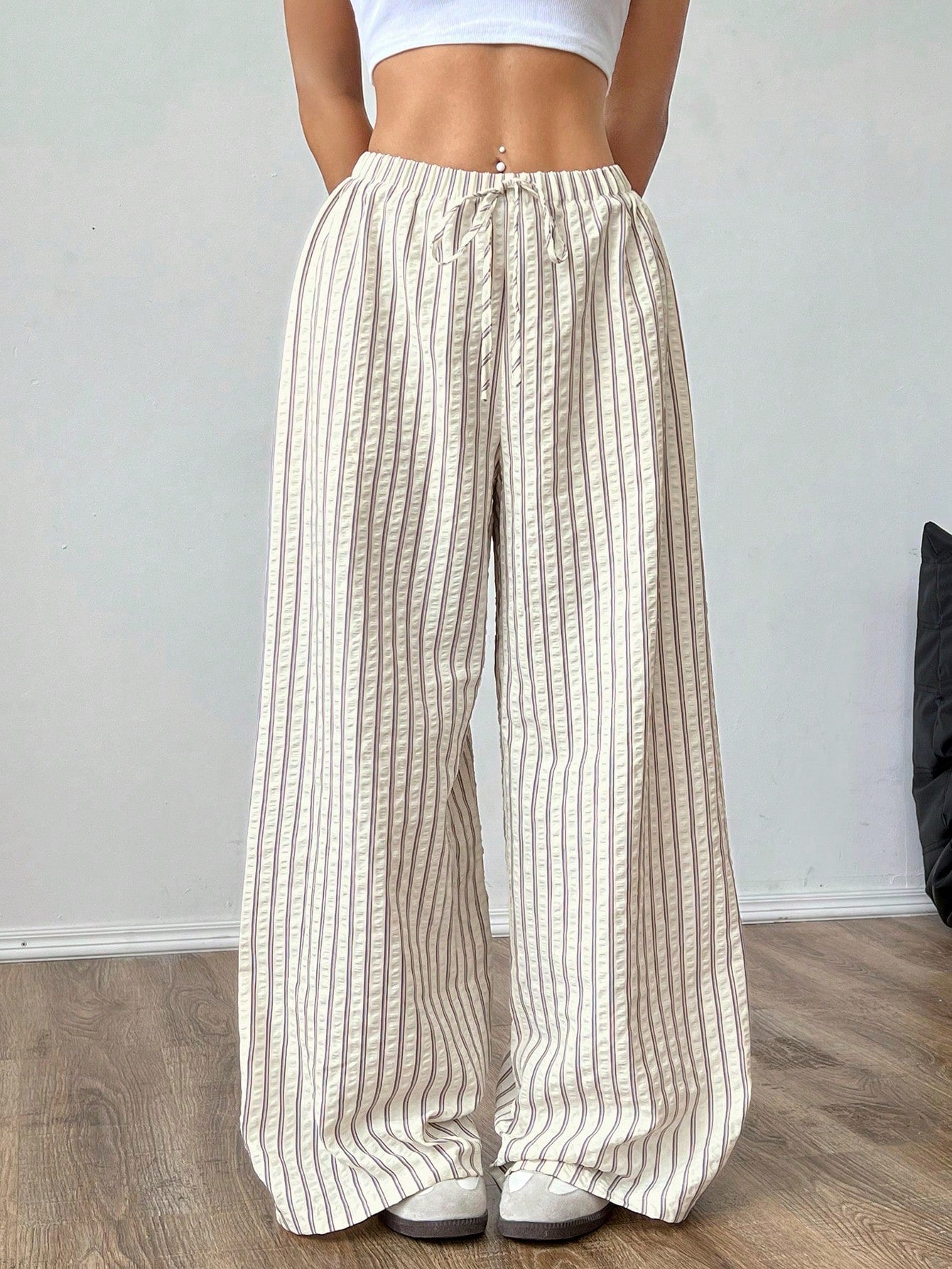 Women's Leopard Printed Drawstring Long Pants