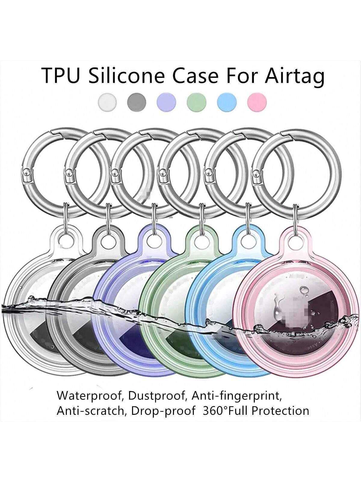 1pc Transparent TPU Protective Case For Airtag Anti-Lost Tracker, Soft Silicone Case, Fully Wrapped TPU Protection, Multiple Protection Against Water, Dust, And Shock, Comes With Alloy Keychain, Fashionable And Durable, Easy To Carry, Multiple Colors Avai