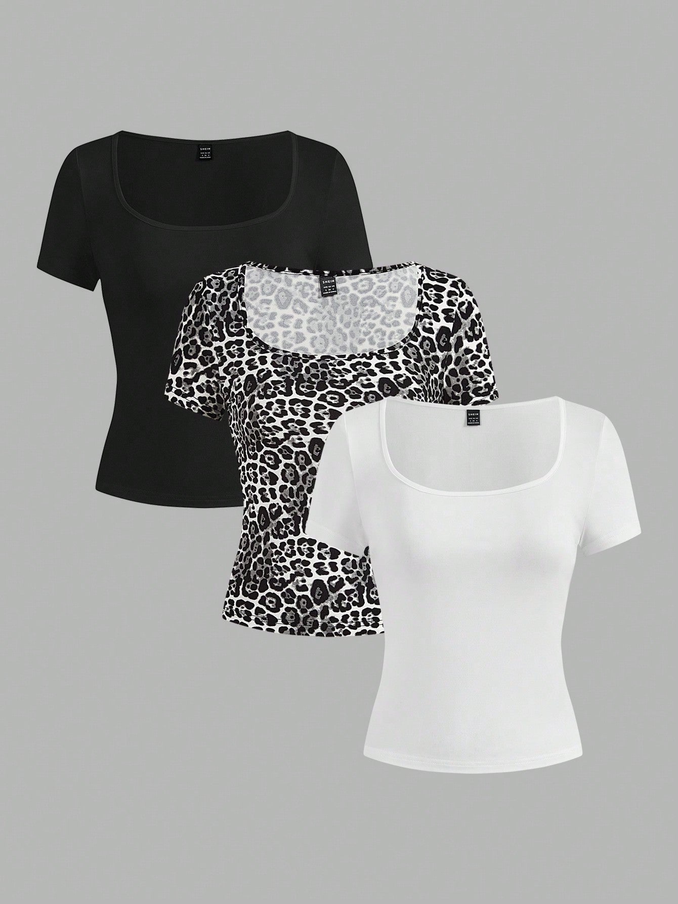 3pcs Women's Short Sleeve Short Casual Fitted T-Shirt Set Suitable For Summer