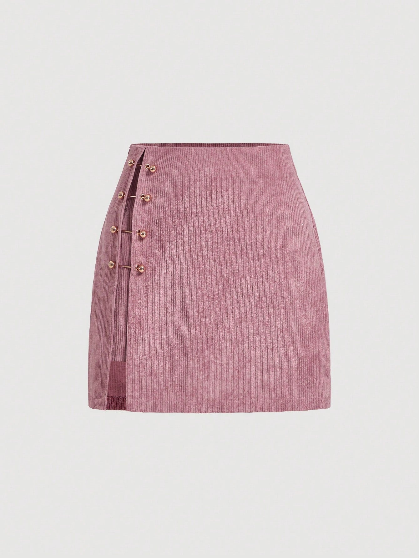 Solid Color Studded Decorated Fitted Skirt