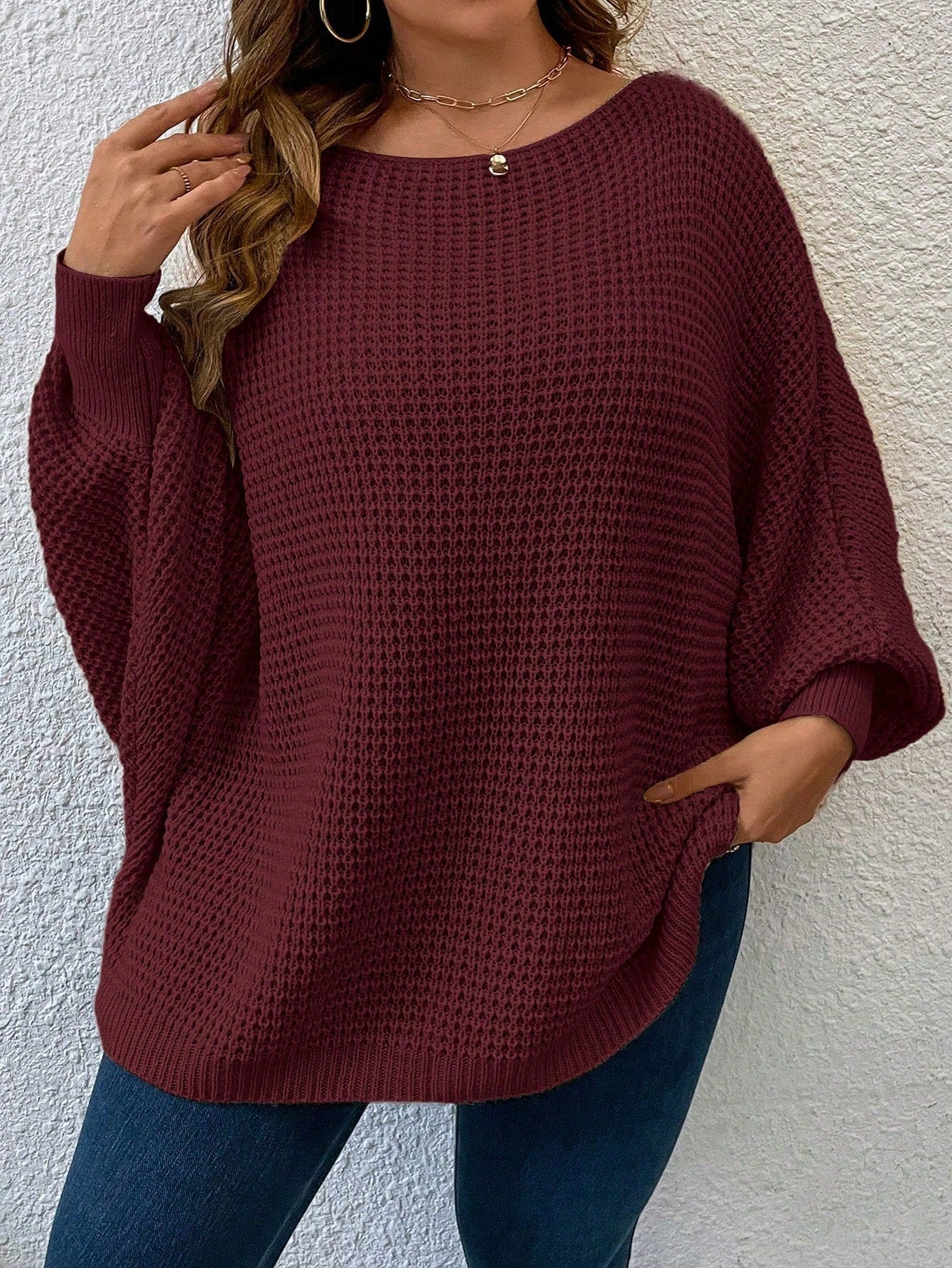 Plus Size Women's Plain And Simple Daily Wear Pullover Sweater