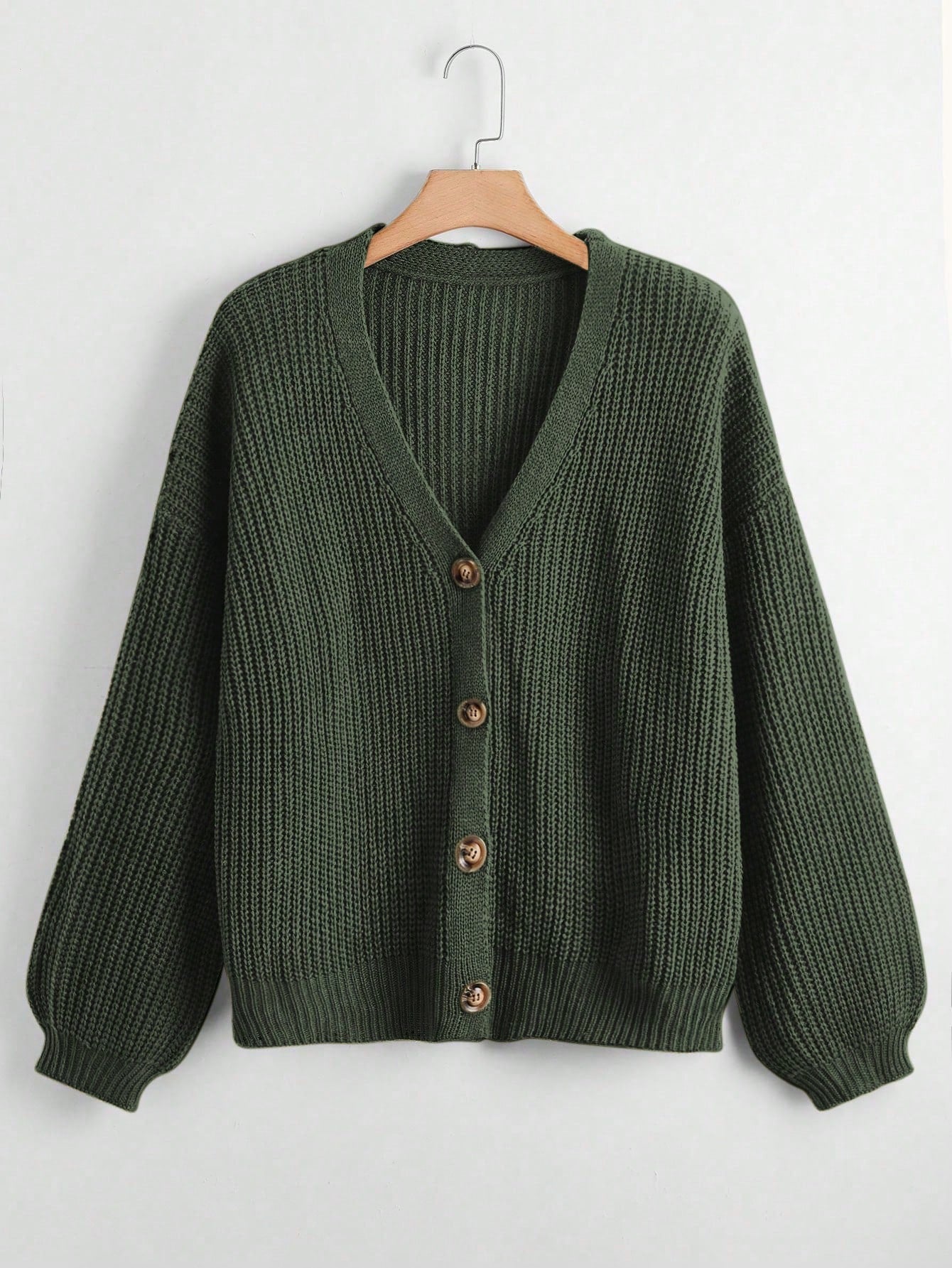 Plus Button Up Drop Shoulder Cardigan