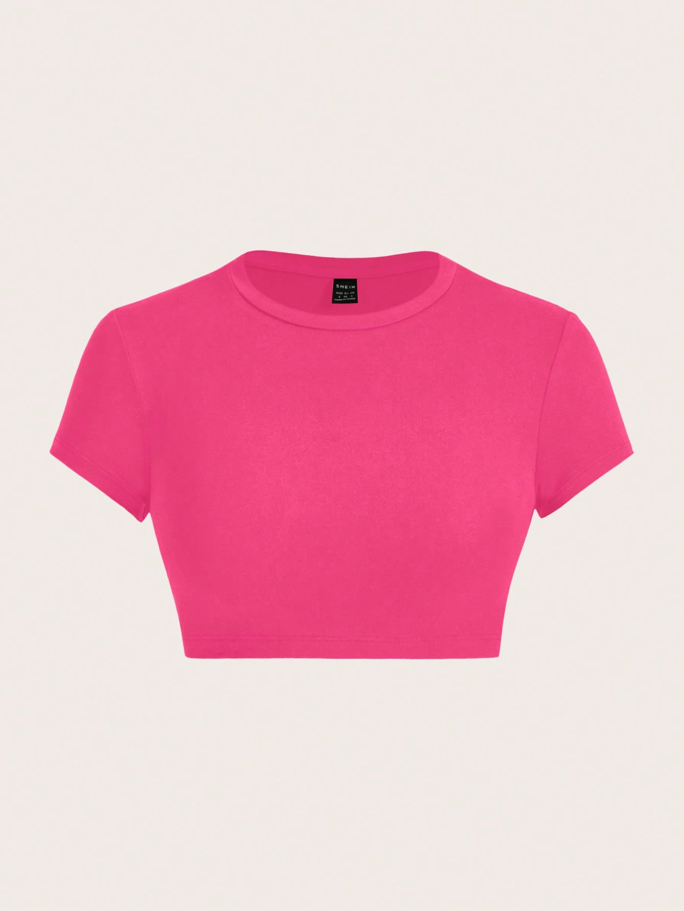 Casual Minimalist Solid Color Round Neck Short Sleeve Cropped Fitted T-Shirt For Women, Summer