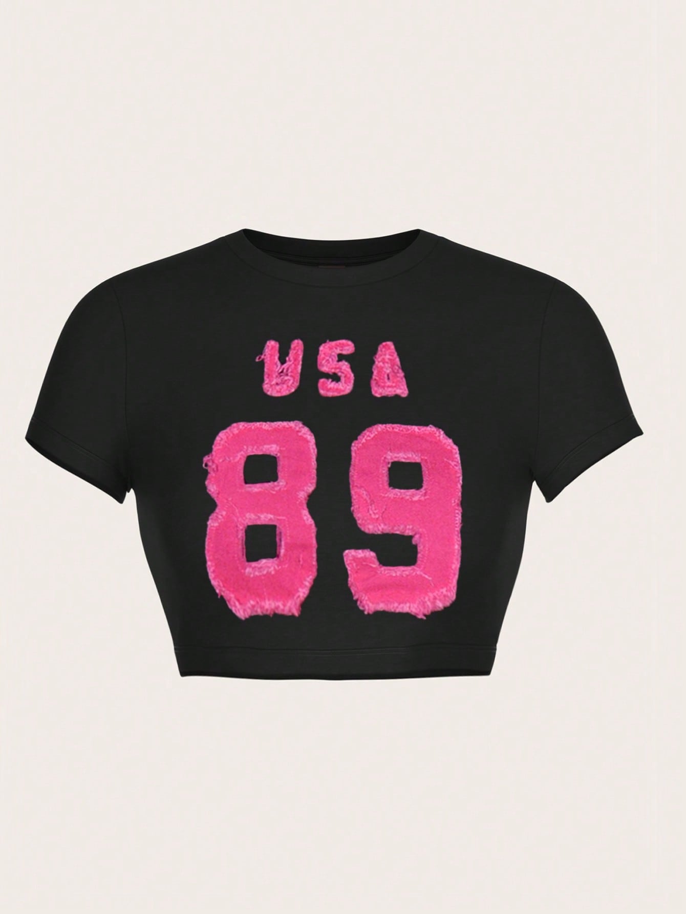 Casual Minimalist Solid Color Round Neck Short Sleeve Cropped Fitted T-Shirt For Women, Summer