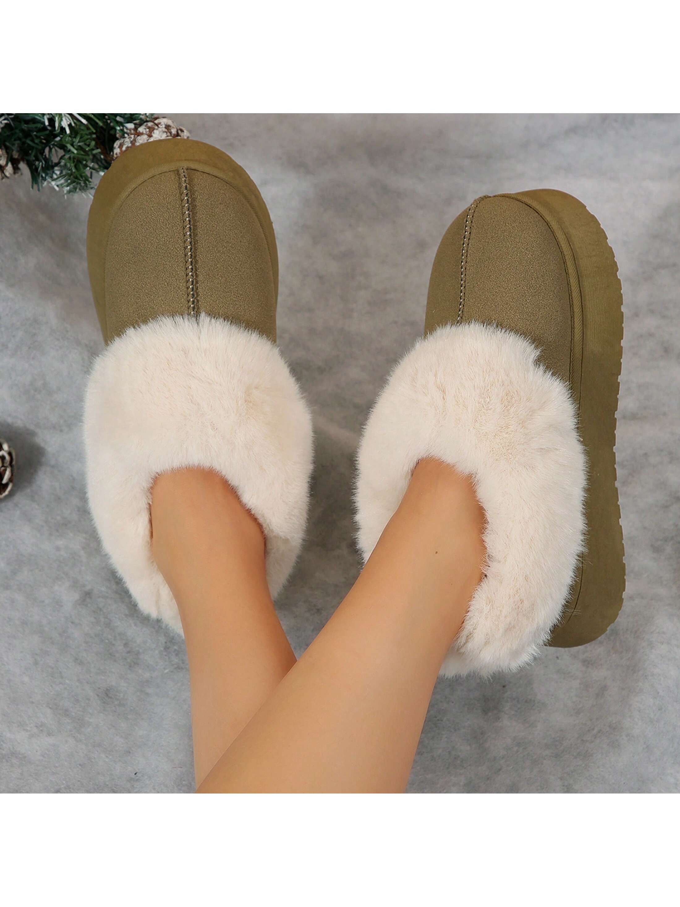 Women's Suede Shearling, Ankle Moccasins, Insulated Snow Boots, Memory Foam Indoor Slippers