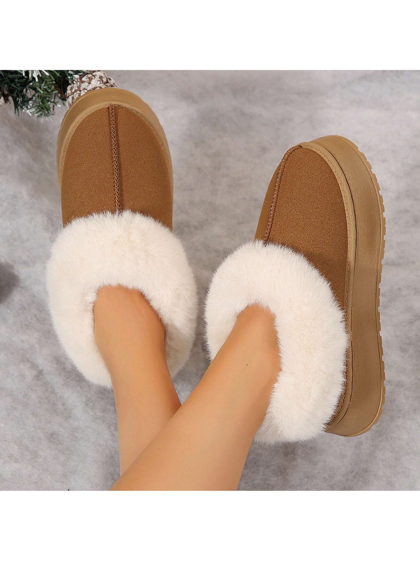 Women's Suede Shearling, Ankle Moccasins, Insulated Snow Boots, Memory Foam Indoor Slippers