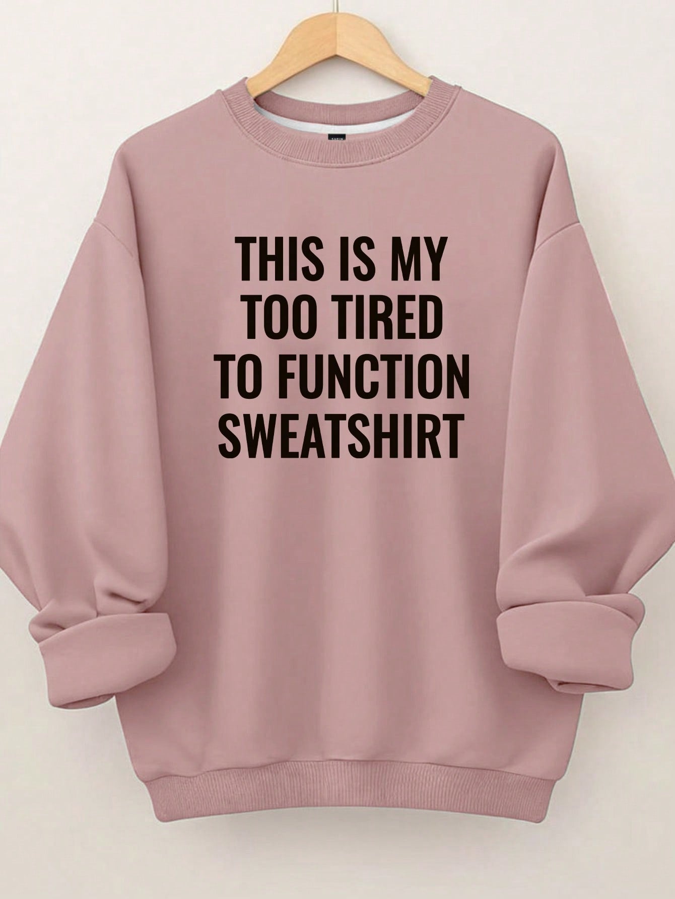 Plus Size Women's Fashion Sweatshirt Slogan Letters Pattern Printed Round Neck Sweatshirt