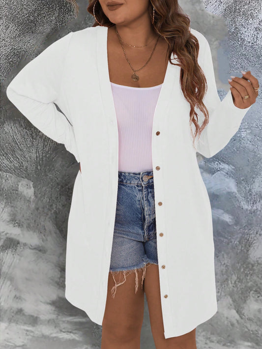 Plus Size Women's Solid Color Simple Daily Long Sleeve Jacket