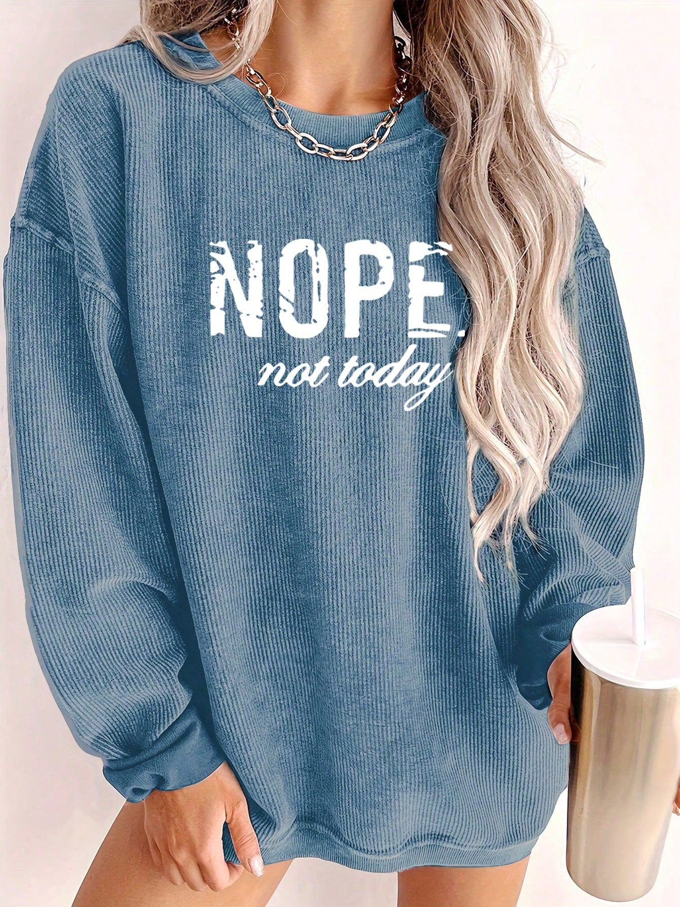 Women's Casual Round Neck Letter Printed Pullover Long Sleeve Sweatshirt