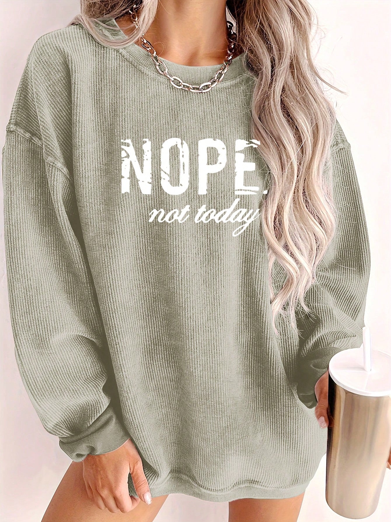 Women's Casual Round Neck Letter Printed Pullover Long Sleeve Sweatshirt