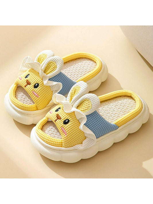 Women's Household Slippers Linen Indoor And Outdoor Slippers Rabbit Shaped Animal Slippers Cute Cartoon Slippers