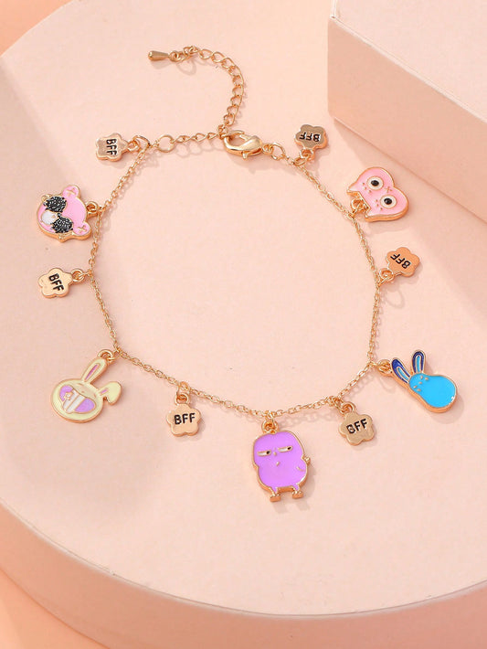 1pc Sweet Rabbit Pendant Anklet For Girls, Best Friend Jewelry, Gift For Best Friends And Sisters