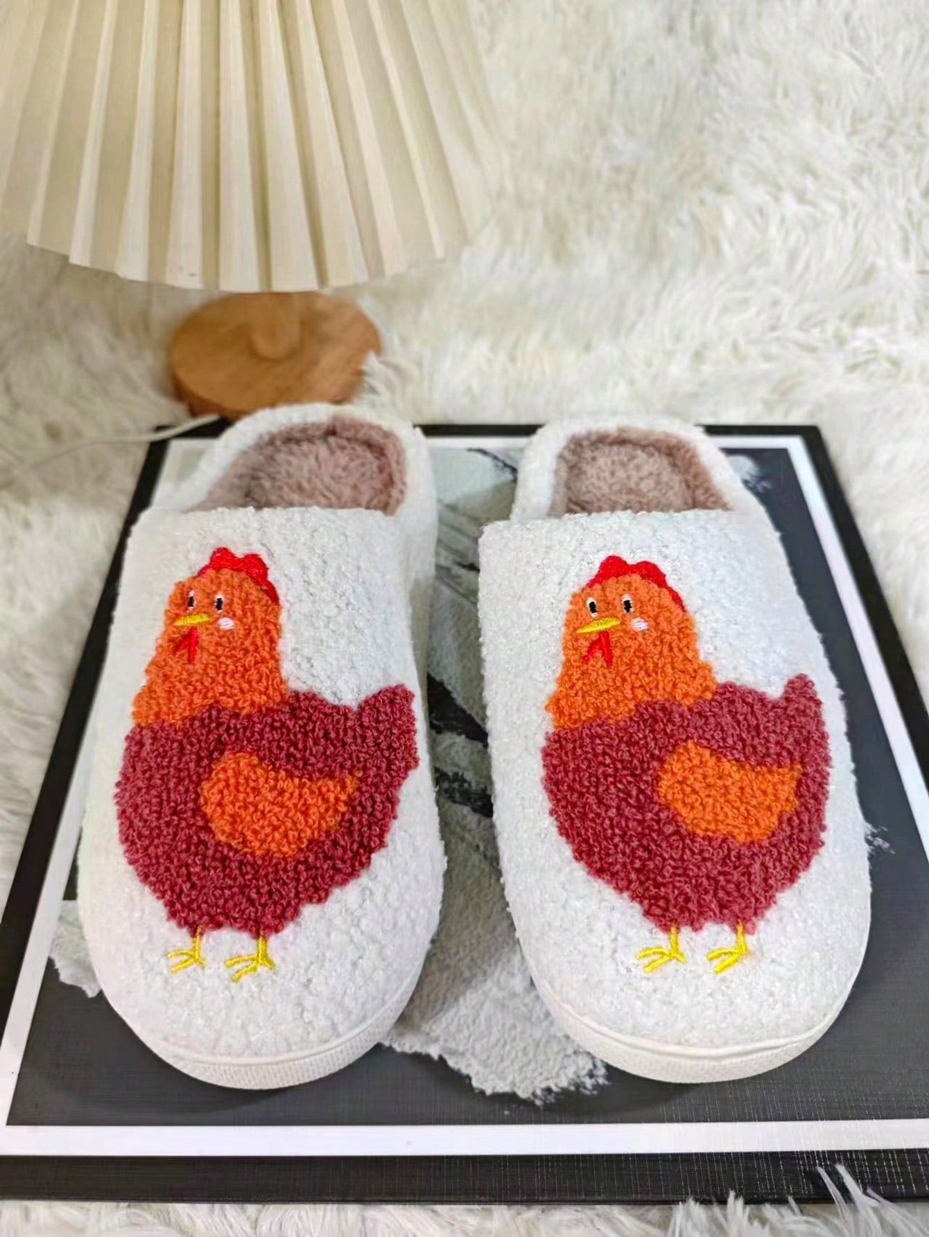 Cartoon Animal Home Slippers With Thickened Plush Lining, Winter Warm Indoor Non-Slip Slippers