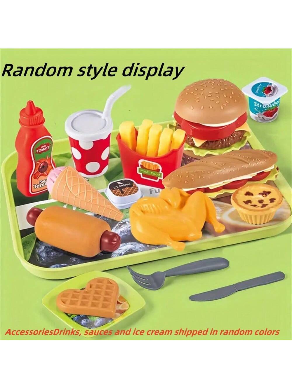 1 Set Play House Hamburger Game House, French Fries Pastry Hamburger Shop, Western Food Kitchen Simulation Food Set, Simulation Gourmet Model(Individual Products Are Shipped In Random Colors/Styles)