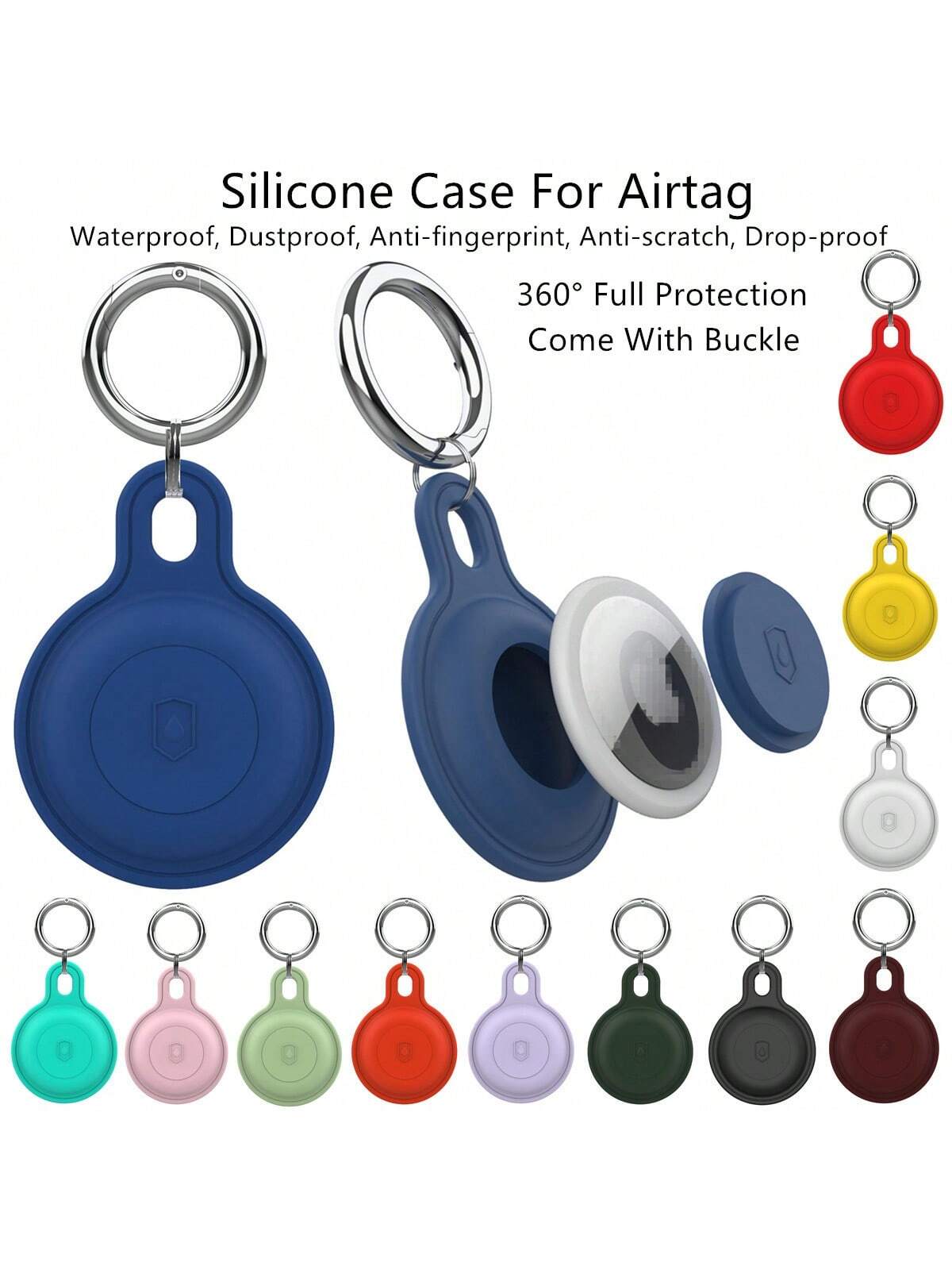 1pc Silicone Protective Case For Airtag Tracker - 360° Full Body Protection, Waterproof, Dust-Proof, Anti-Fingerprint, Anti-Scratch, Anti-Drop, Includes Metal Keychain, Multiple Colors Available, Great Gift