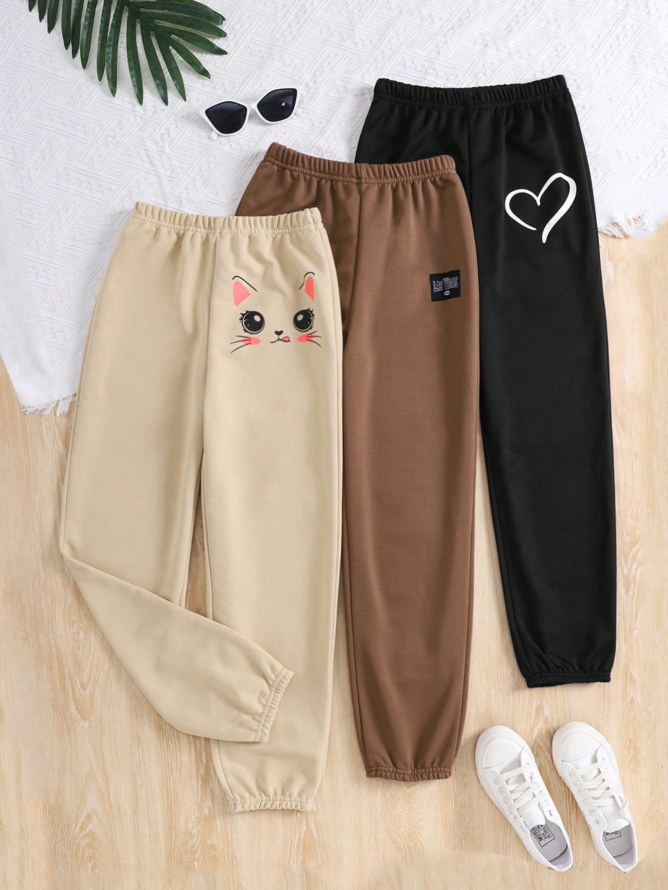 3-Piece Tween Girls' Sports & Street Style Knit Jogger Pants Set