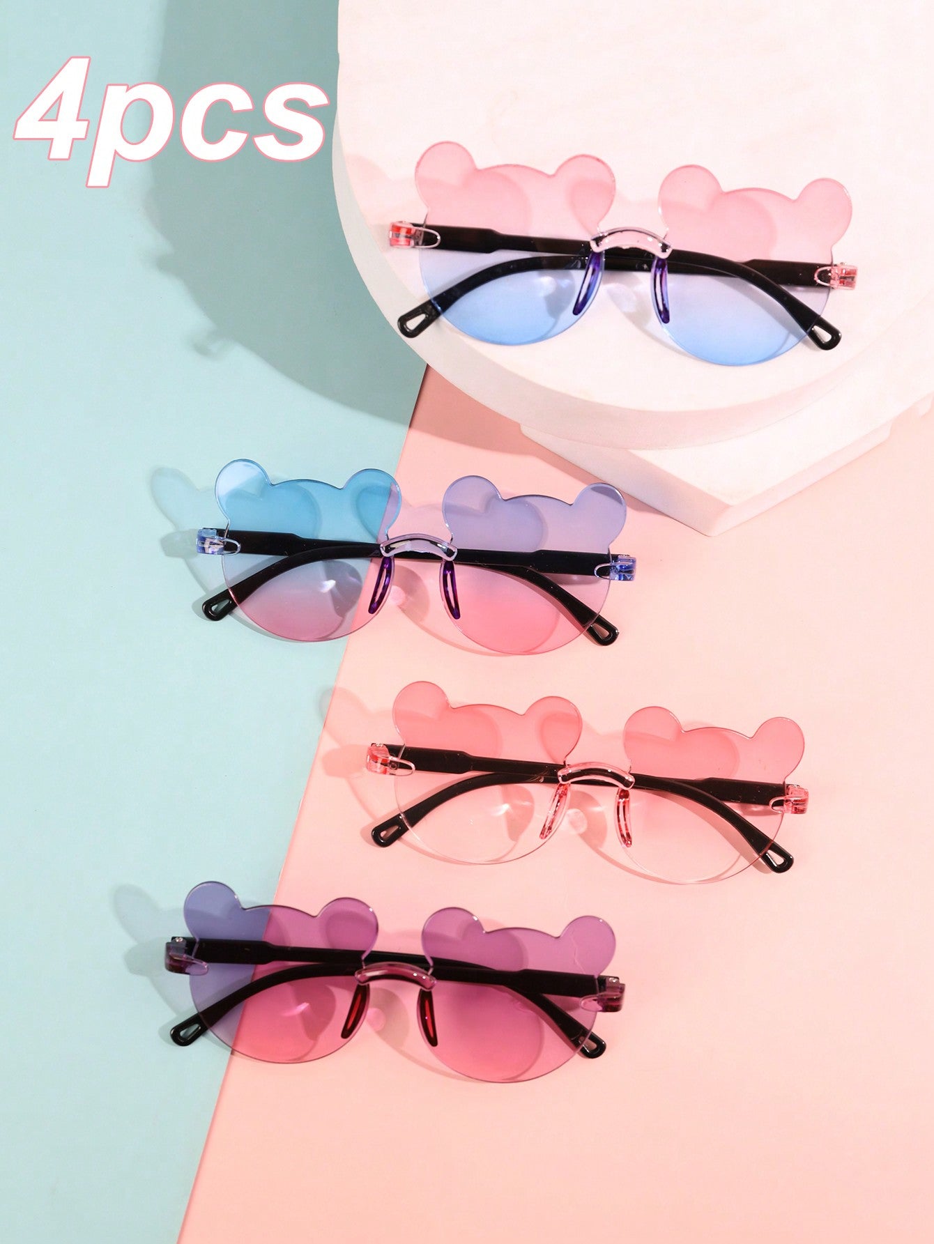 4pcs/1pc Kids' Little Bear Shaped Fashion Glasses For Summer, Perfect For Daily Wear.