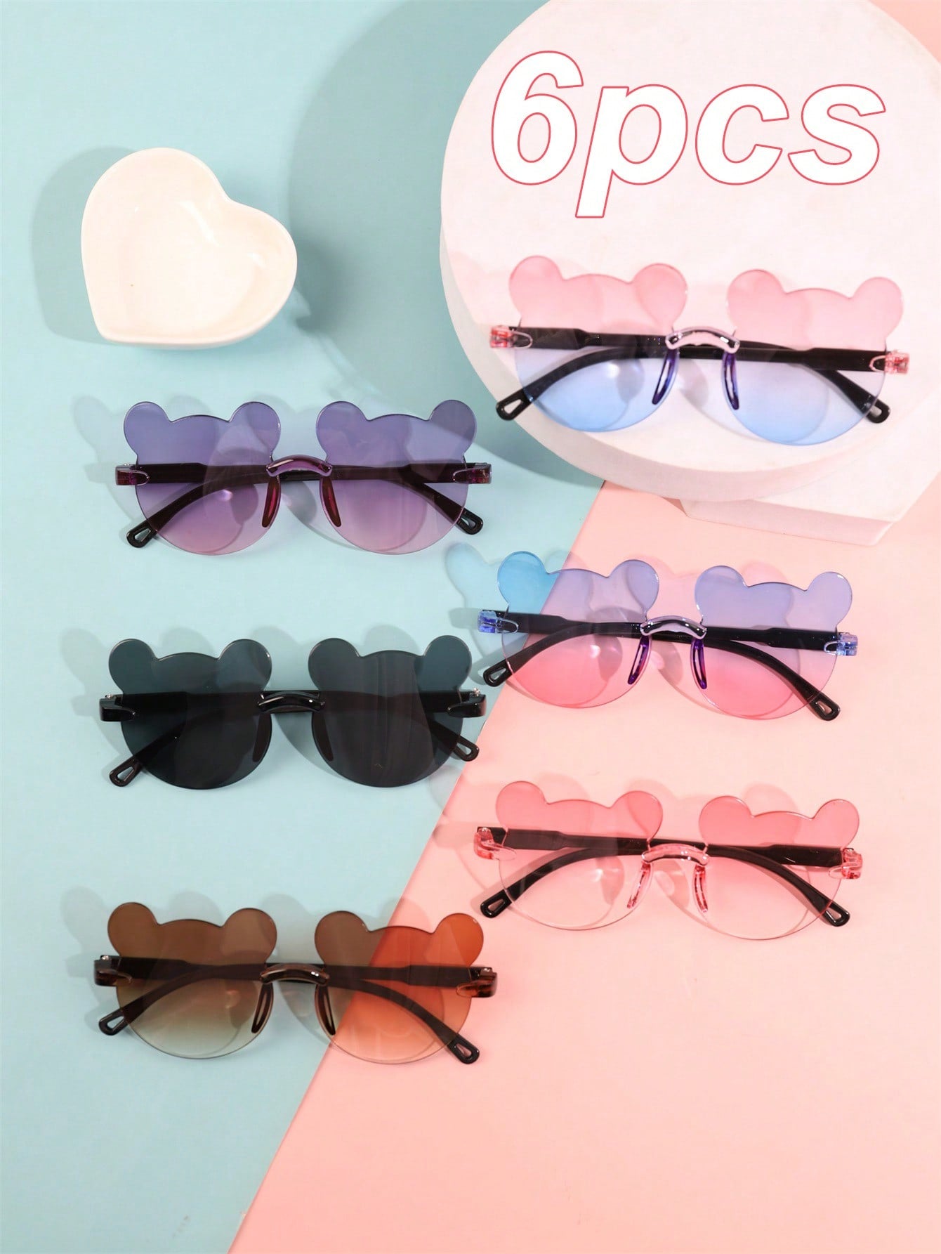 4pcs/1pc Kids' Little Bear Shaped Fashion Glasses For Summer, Perfect For Daily Wear.