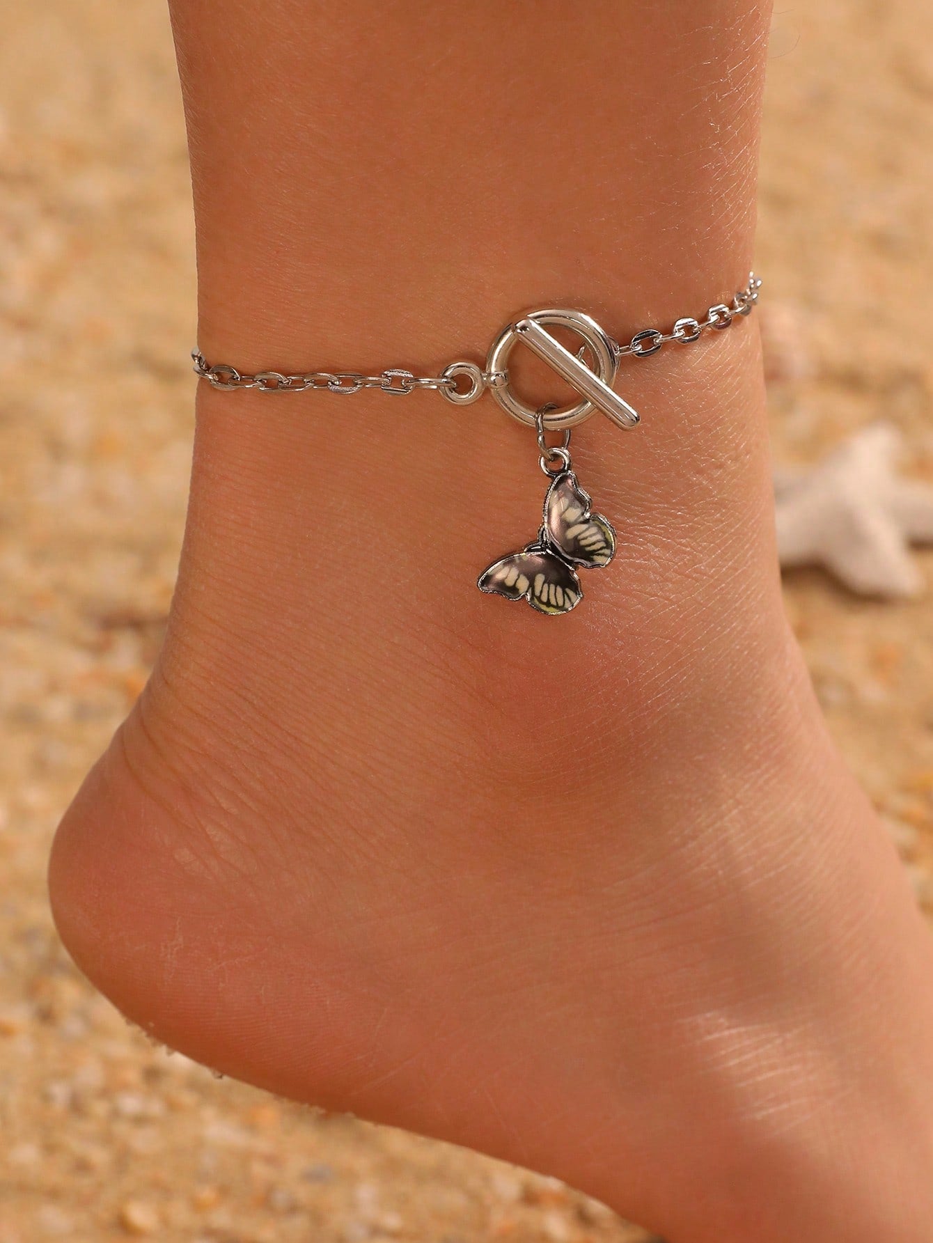 1pc Fashion Butterfly Pendant Chain Anklet