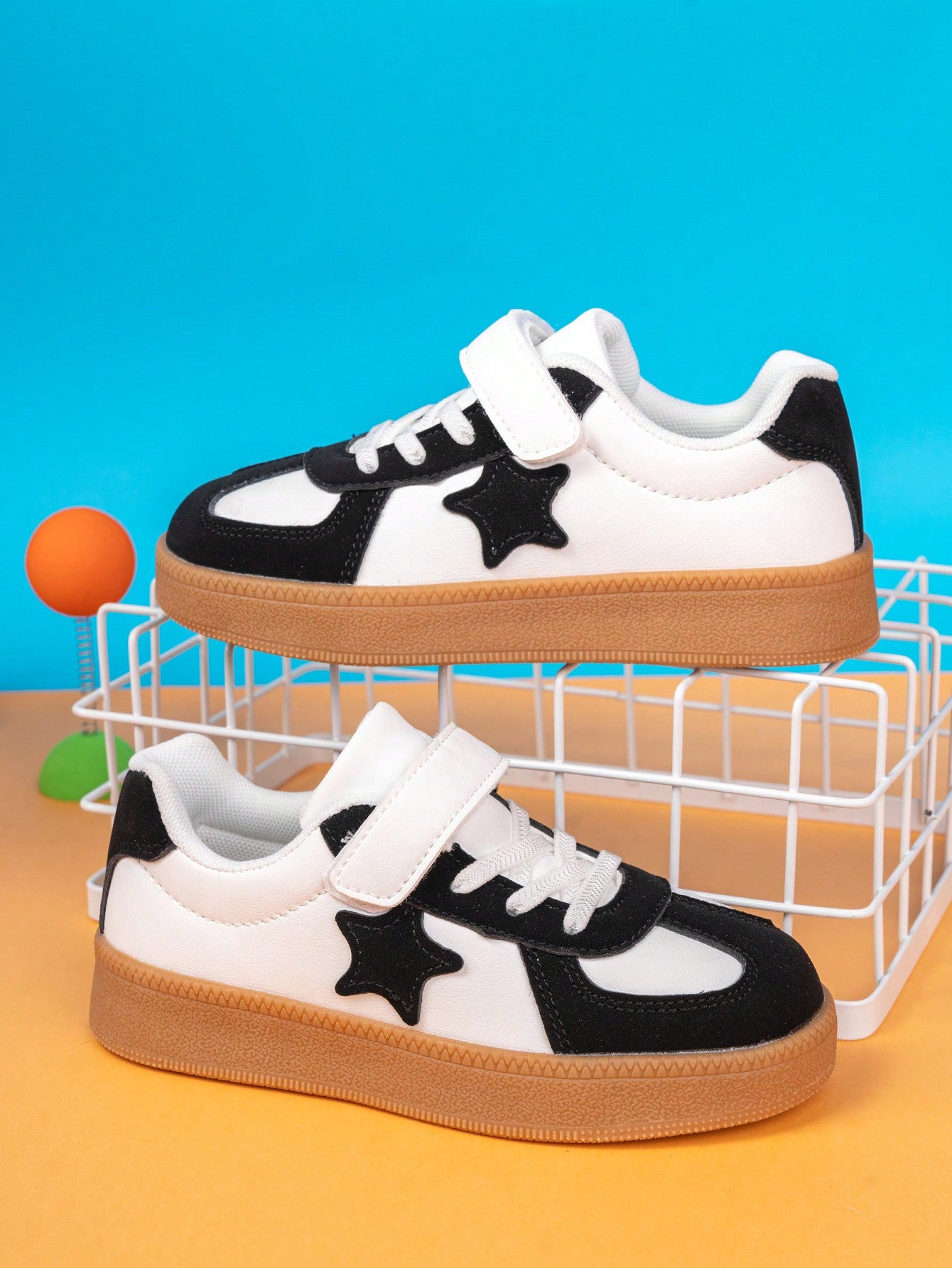 Children's Spring And Autumn Colorblock Fashionable Sports Shoes With Anti-Slip Sole Design, Anti-Collision Toe, Adjustable Strap, Suitable For Daily Wear And Campus Students Shoes