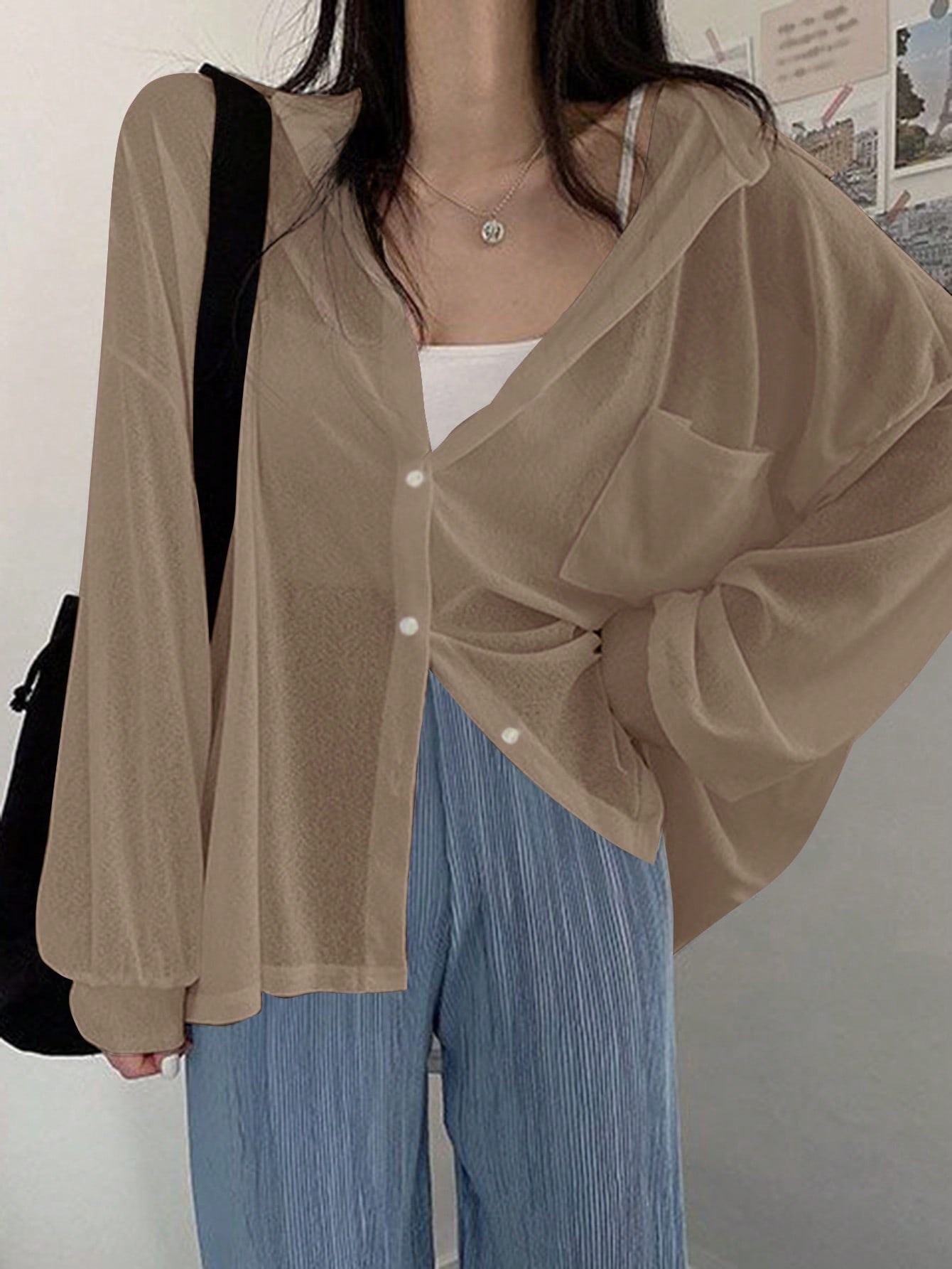 Women's Spring And Summer Casual Solid Color Loose Lapel Shirt