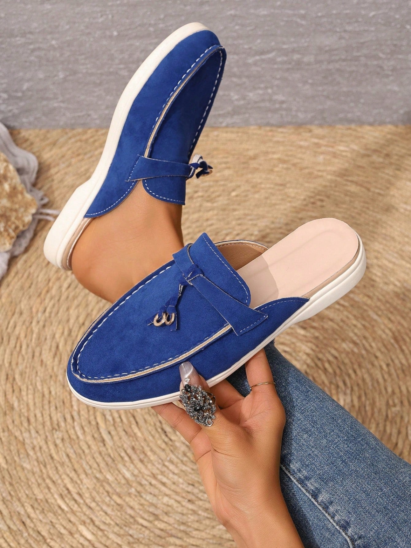Women's Comfortable And Fashionable Solid Color Round Toe Slip-On Loafers, Multiple Colors Available, Green, Soft And Comfortable Flat Shoes For Casual Wear