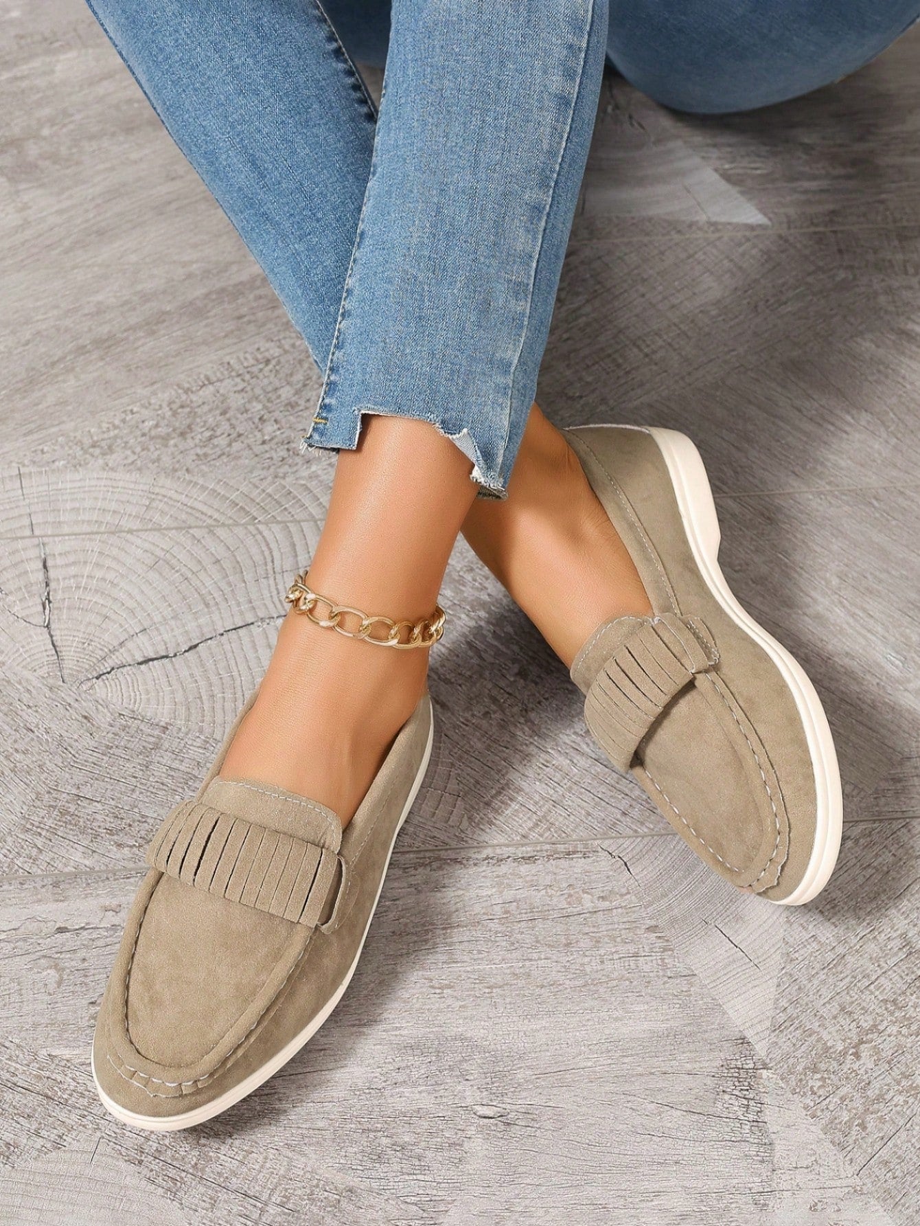 Women's Comfortable And Fashionable Solid Color Round Toe Slip-On Loafers, Multiple Colors Available, Green, Soft And Comfortable Flat Shoes For Casual Wear