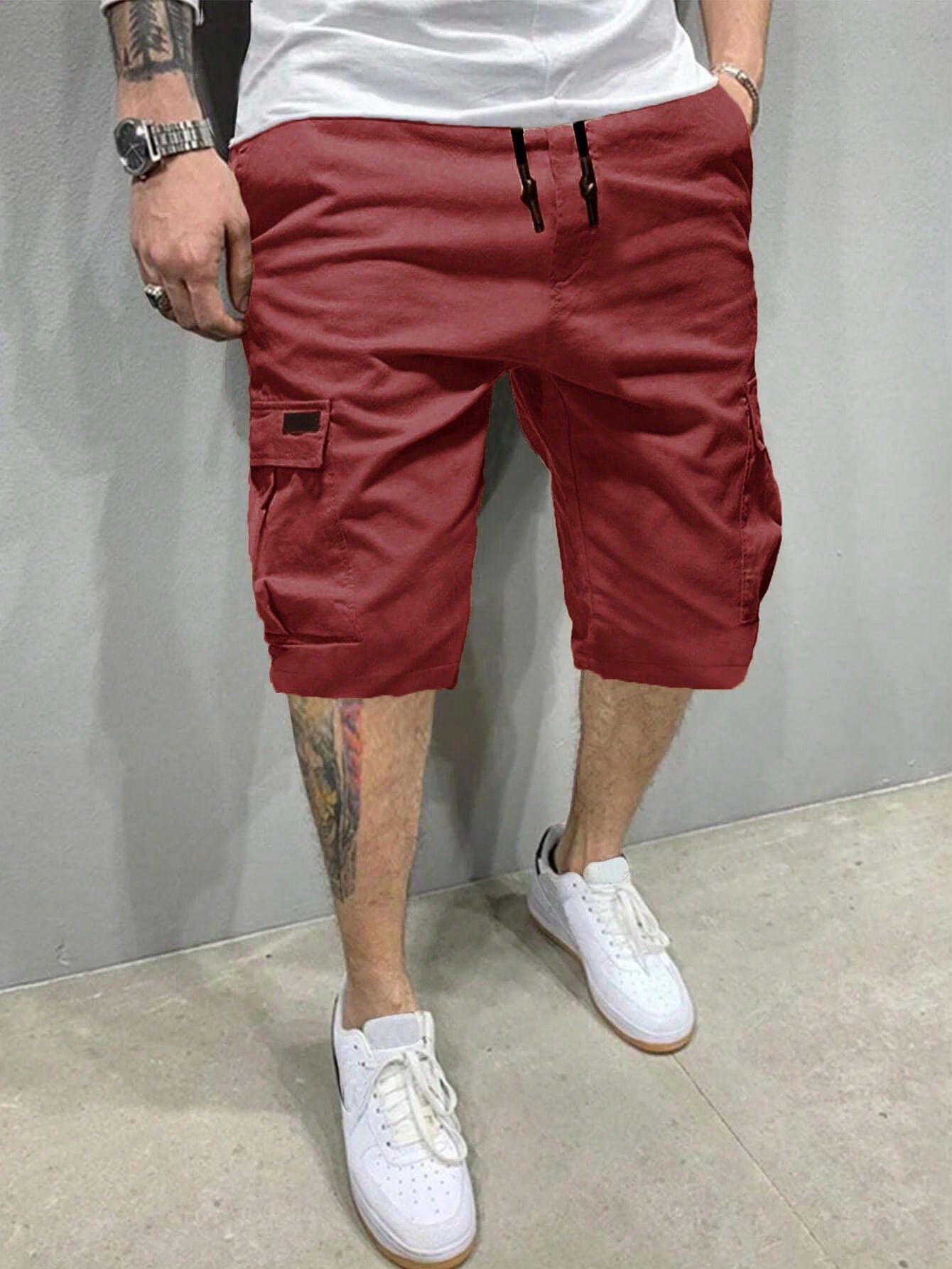 Classic Cargo Shorts Design, Men's Casual Multi-Pocket Drawstring Waist Cargo Shorts, Perfect For Outdoor Wear In Summer