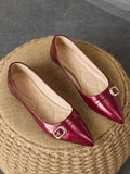 Women's Pointed Toe Slip-On Ballet Flats, Burgundy Casual, Formal, Daily Outdoor Wear Versatile Shoes