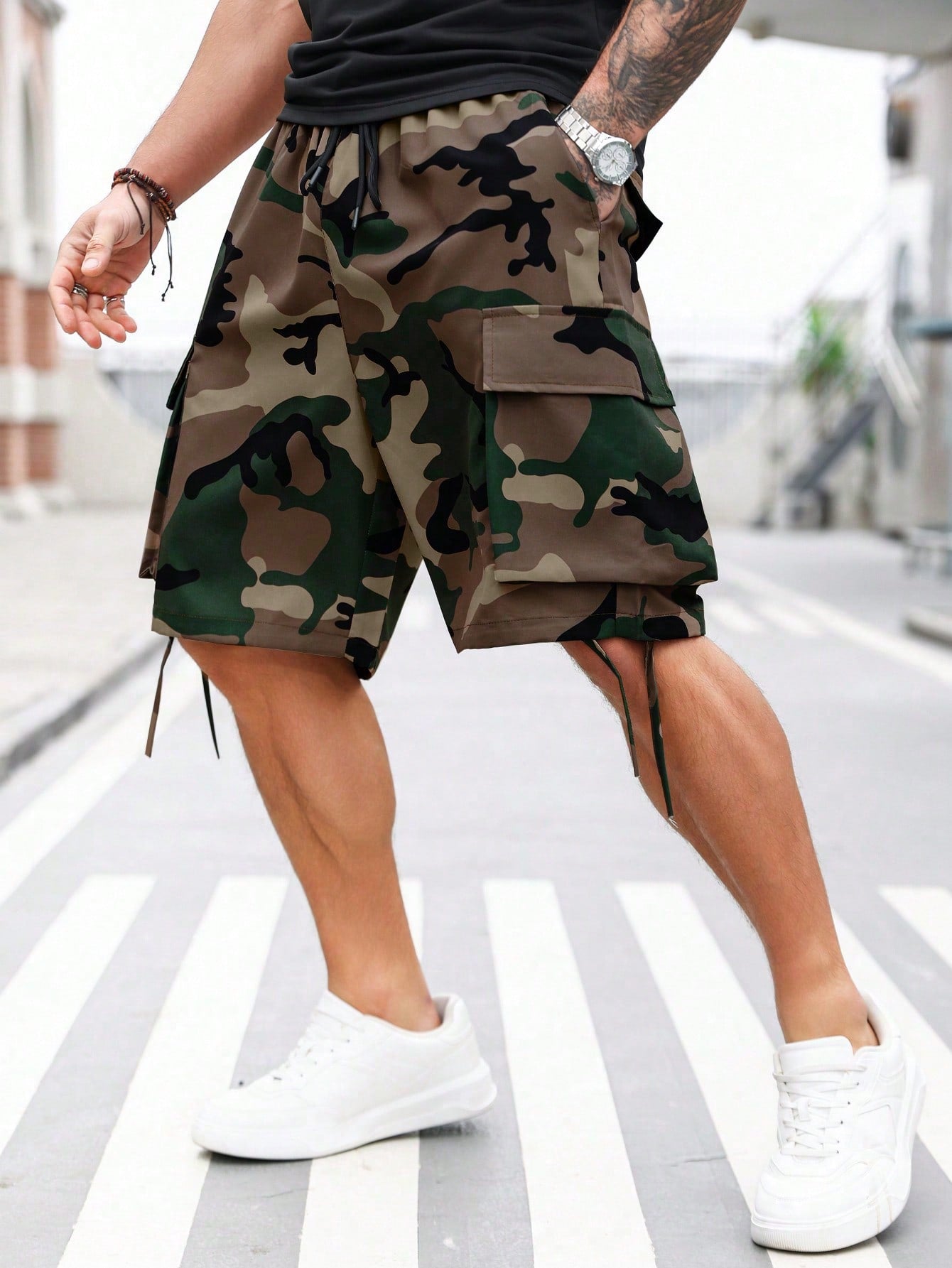 Men's Plus Size Loose Camouflage Printed Work Shorts