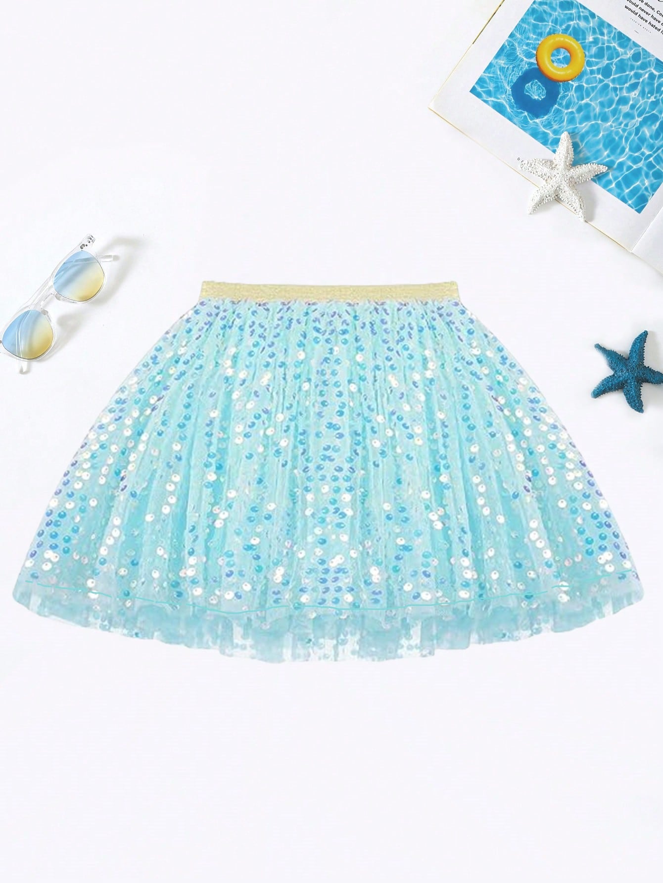 Young Girl Sparkle Glitter Skirt, Fashionable Dance Tutu Skirt, Tulle Skirt