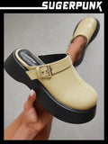Sugerpunk Women'S Fashionable Thick Bottom Mule Shoes With Big Toe And Backless Design Vacation Shoes Summer Sale