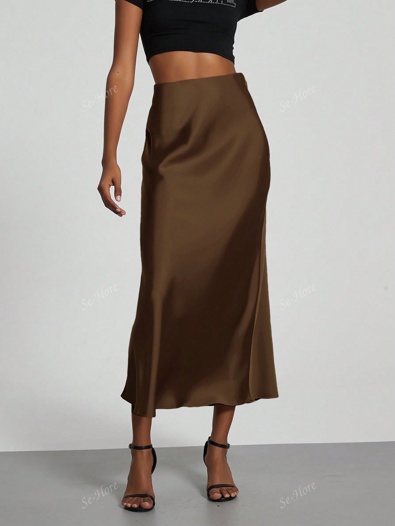 Women's Elastic Satin Silk Texture Midi Skirt