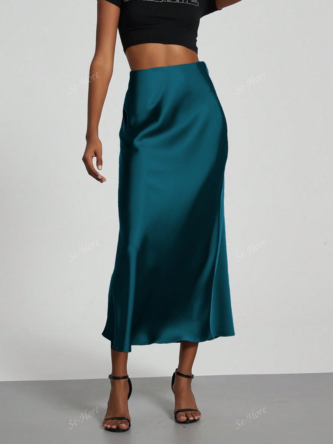 Women's Elastic Satin Silk Texture Midi Skirt