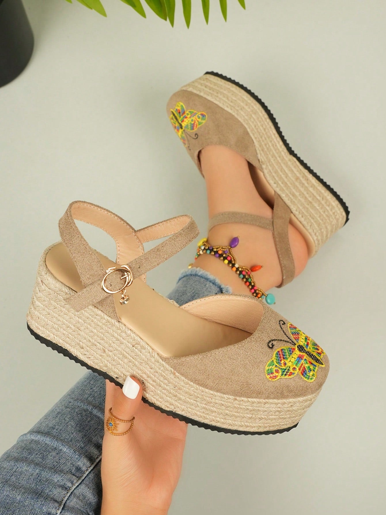 2024 Summer New Wedge Platform Straw Woven High Heel Sandals, Waterproof For Women