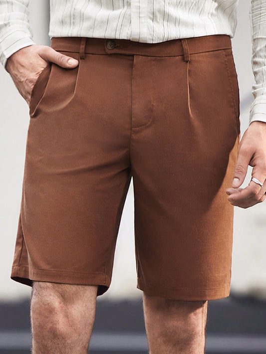 ModaGents Men's Woven Straight-Legged Casual Brown Shorts, Perfect For Summer