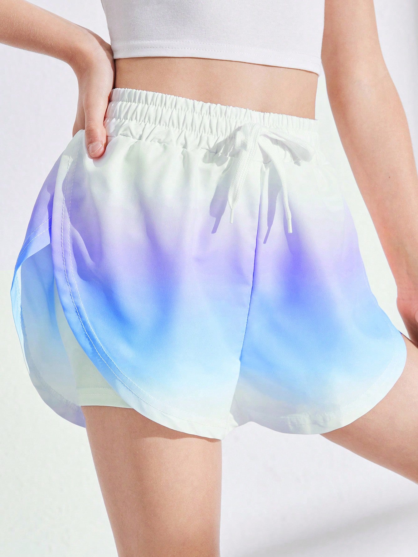 Tween Girl Ombre Drawstring Waist Summer Casual Sports Shorts