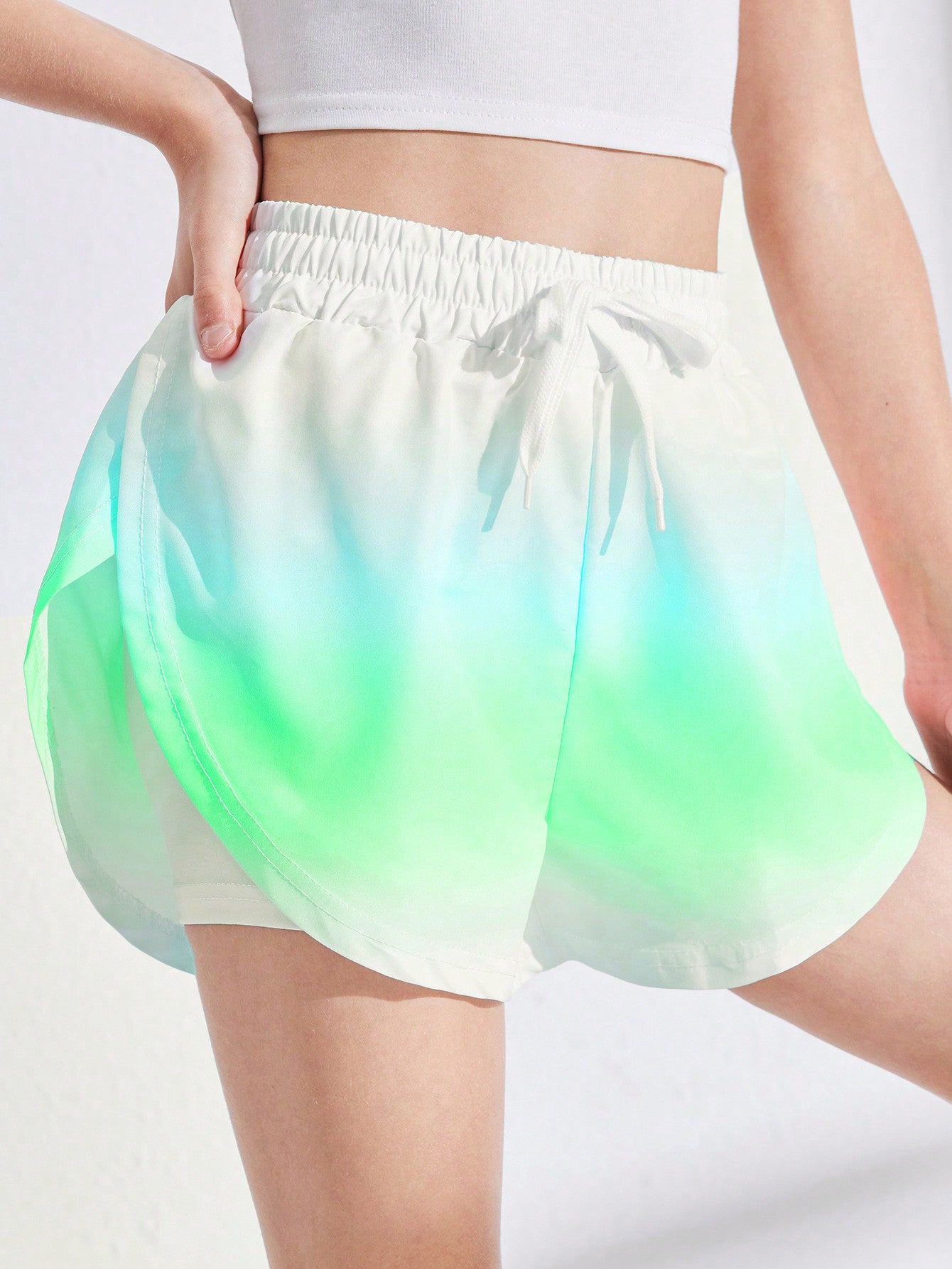 Tween Girl Ombre Drawstring Waist Summer Casual Sports Shorts