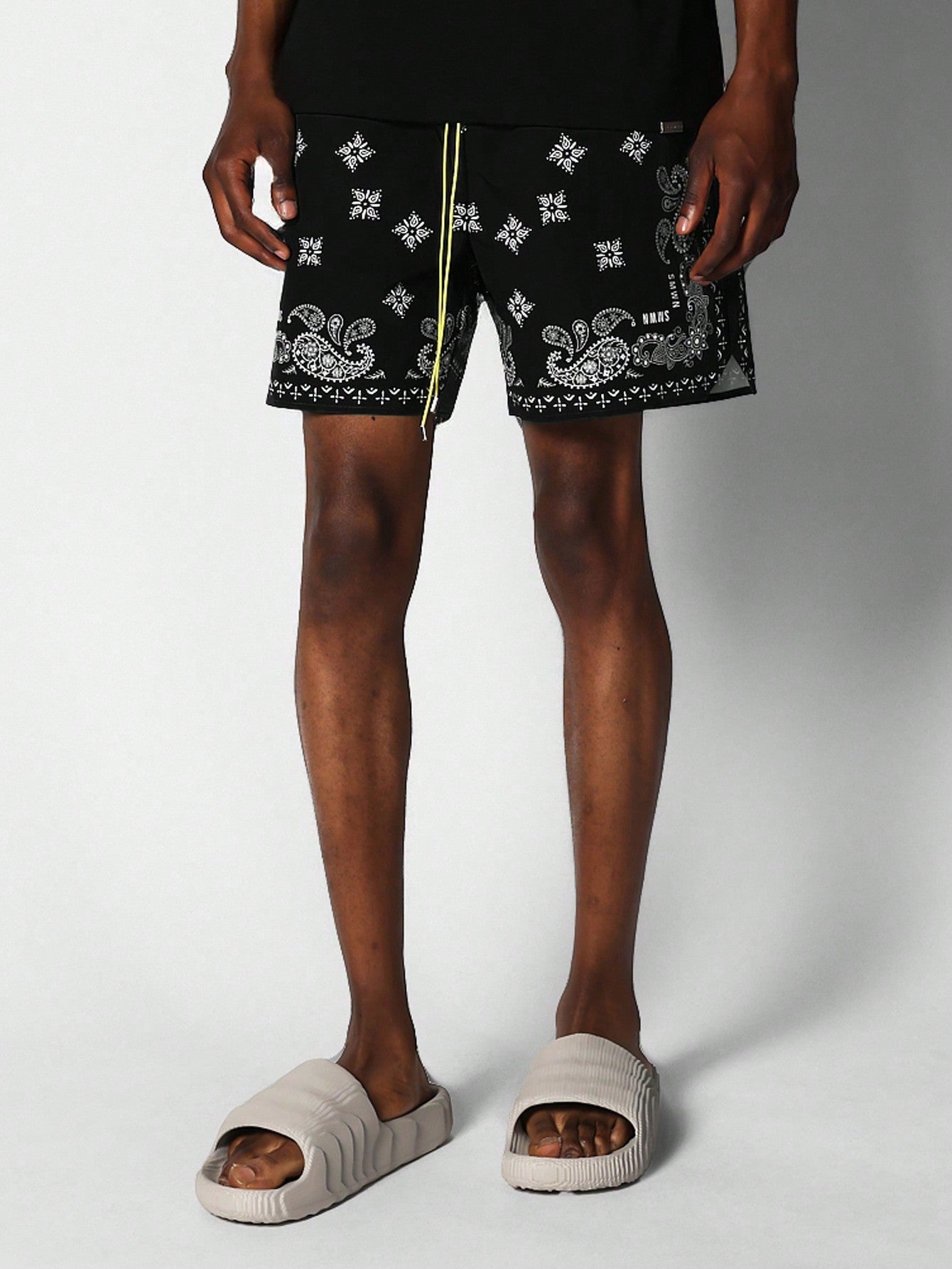 Nylon Swim Shorts With Paisley Graphic