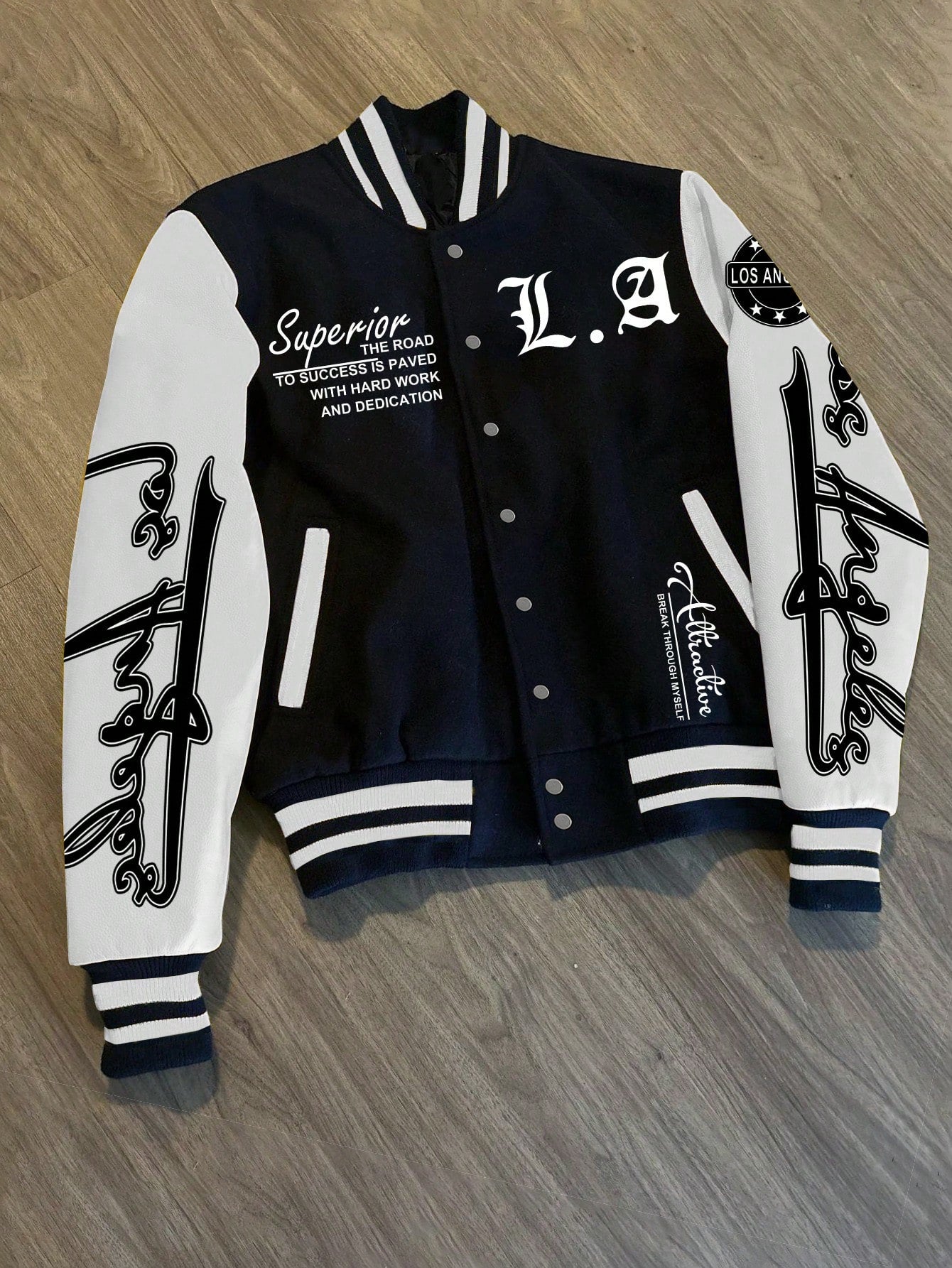 Men's Simple Print Daily Long Sleeve Baseball Jacket