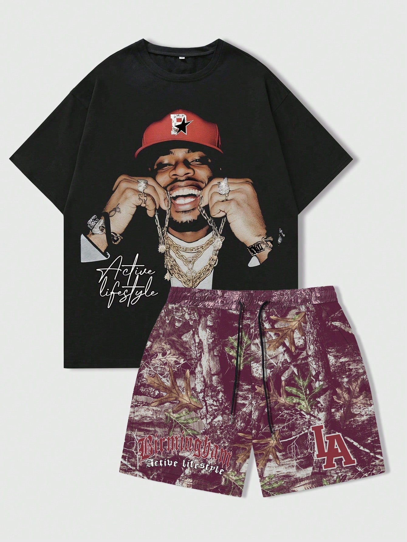 Street Life Men's 2pcs Slogan Printed Shorts, Suitable For Daily Wear In Spring And Summer