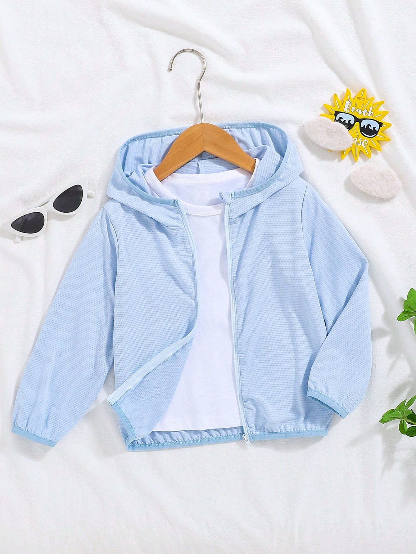 Boys` Casual Comfortable Hooded Lightweight Blue Sun Protection Jacket