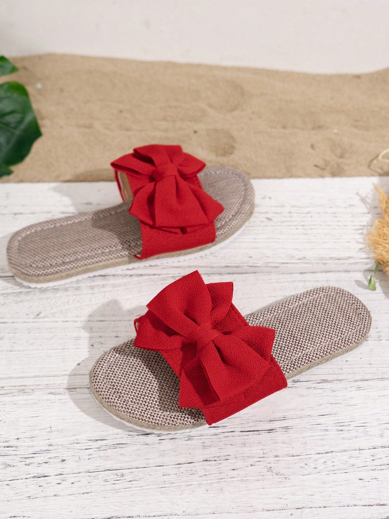 Women's Flat Sandals, Natural  Rope & Bowknot Design, Comfortable For Summer