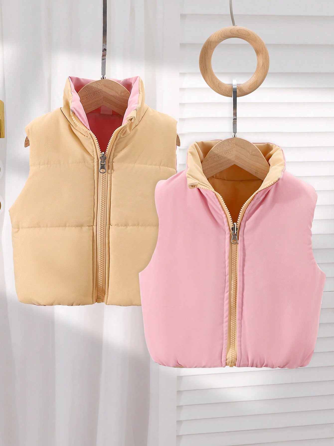 Autumn-Winter Down Feather Padded Vest Padded Coat Young Girl Warm Padded Coat New Stand Collar Fashion Versatile Thick Windproof Children Vest Padded Coat, Toddler Outerwear