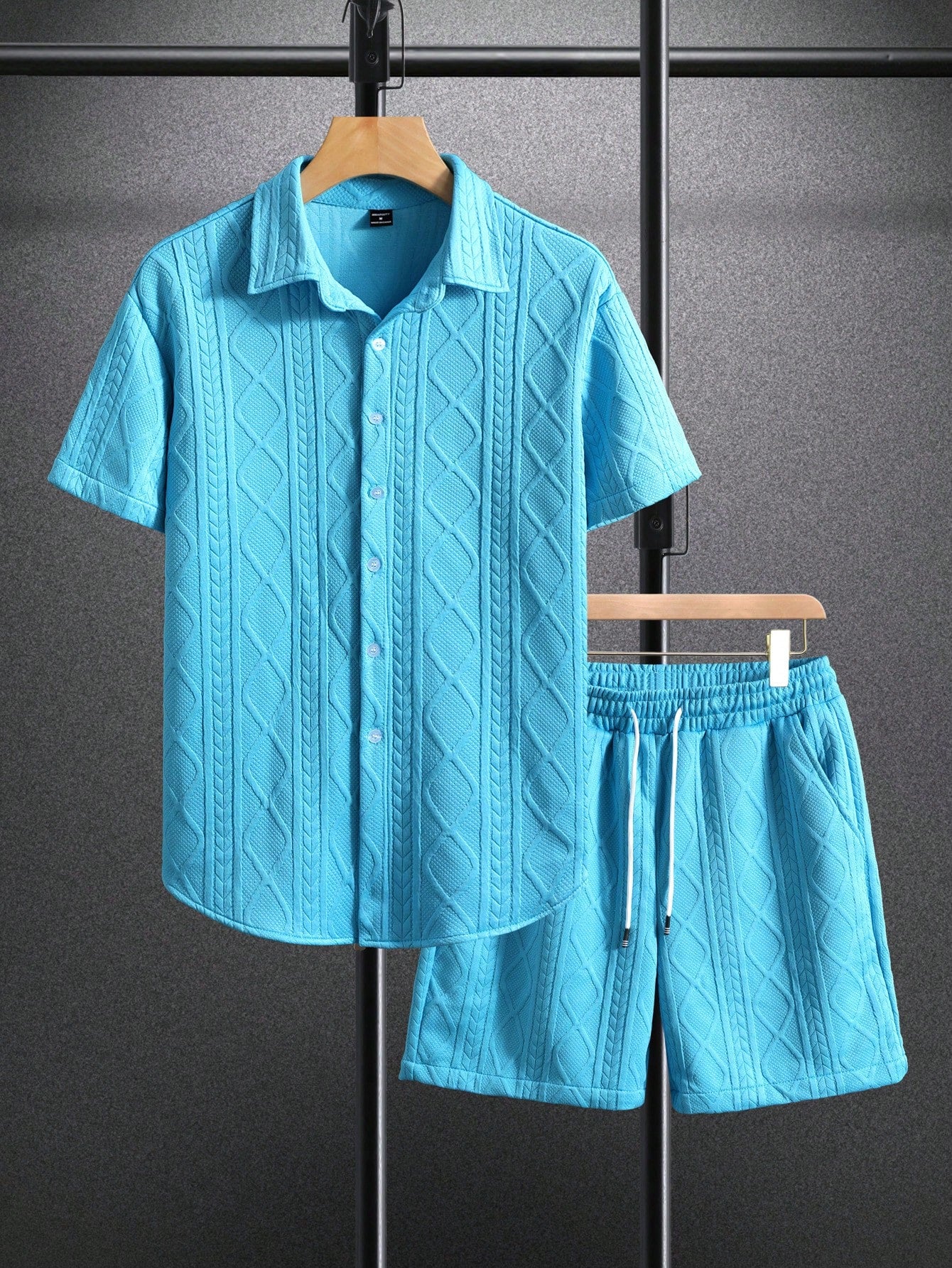 Men's Simple Solid Color Daily Short Sleeve T-Shirt And Shorts Set