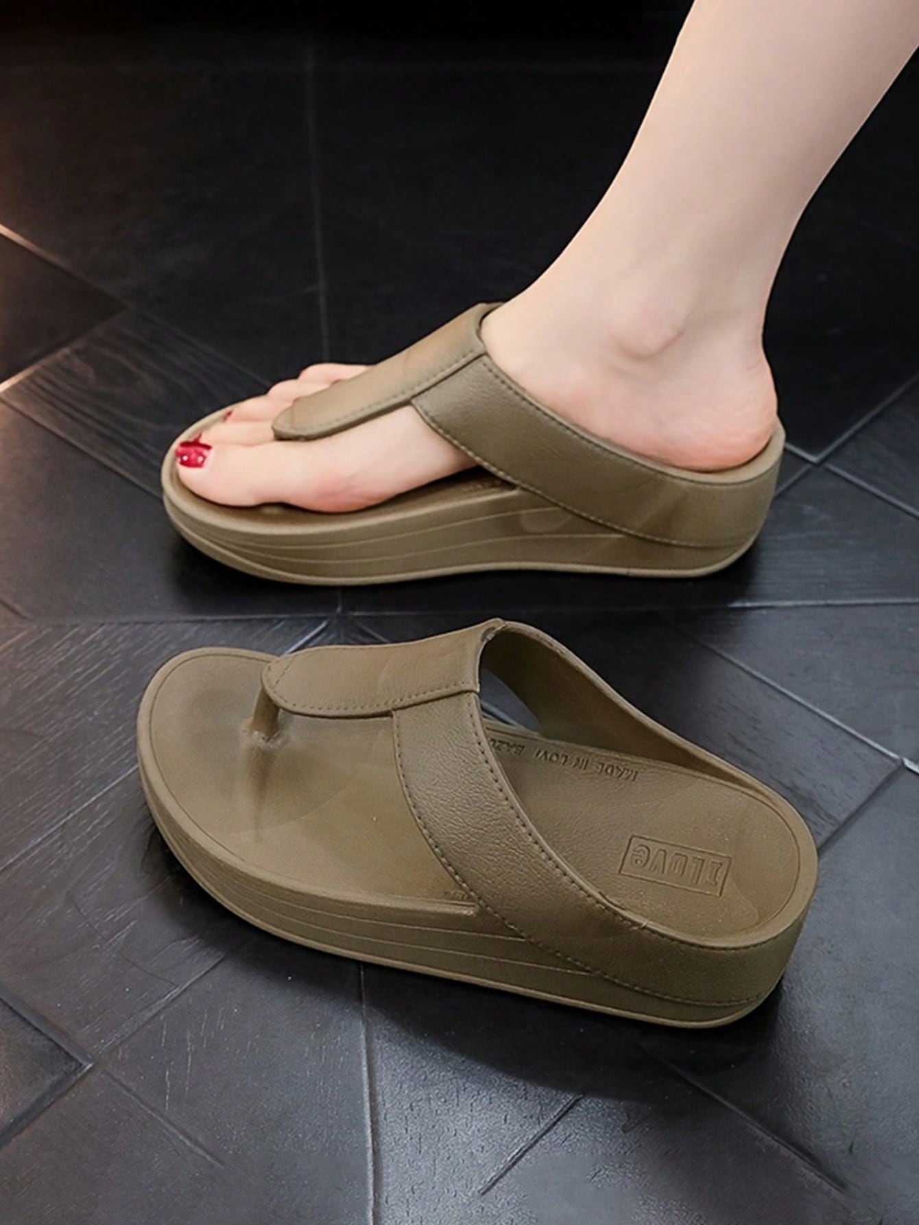 Women's Summer New Style High-Heeled Clip Toe Slippers, Casual Fashion Soft Bottom, Wear-Resistant, Anti-Slip, Thick Bottom Flip-Flops For Beach