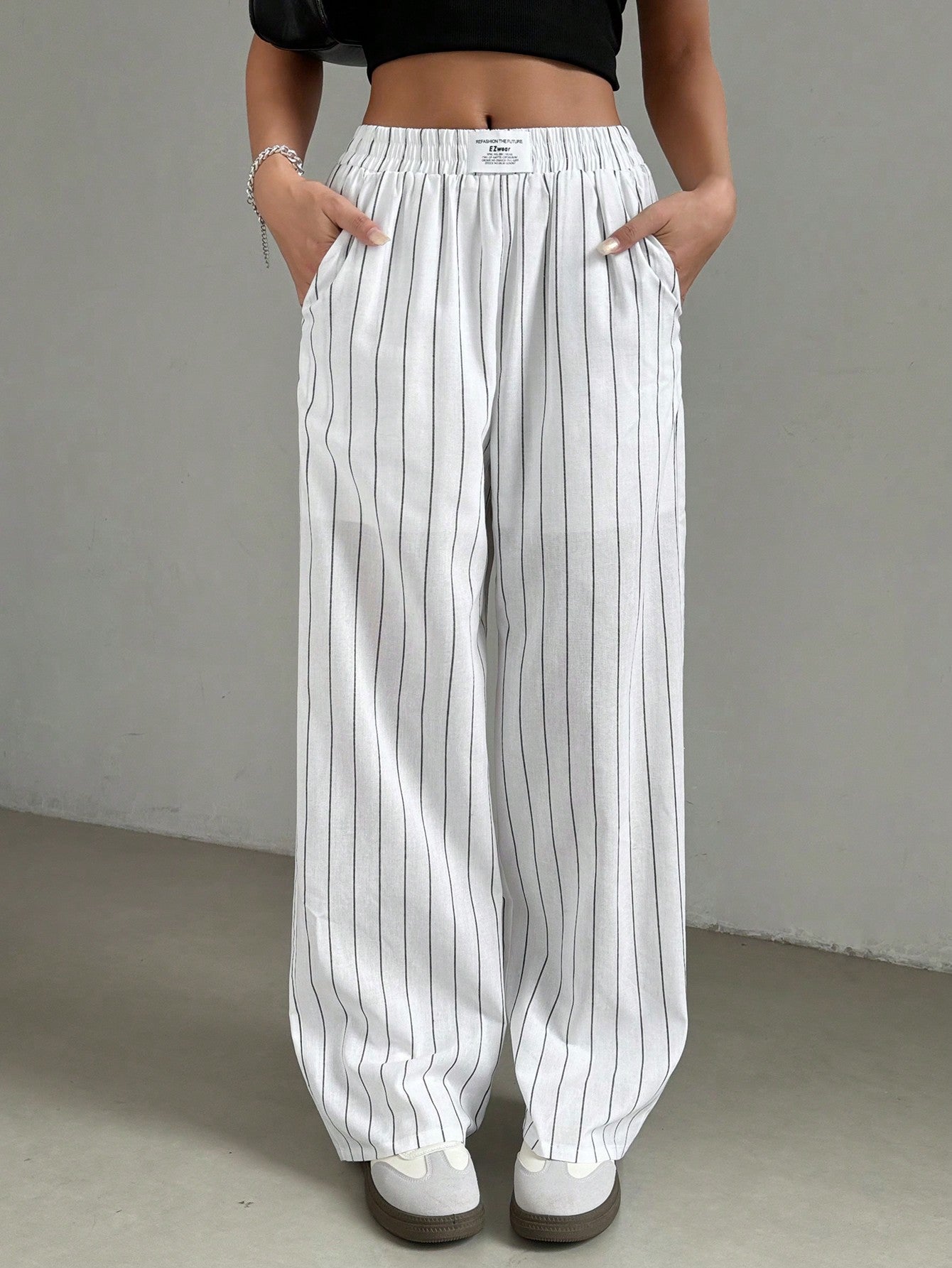 Woven Women's Pink Striped Long Pants