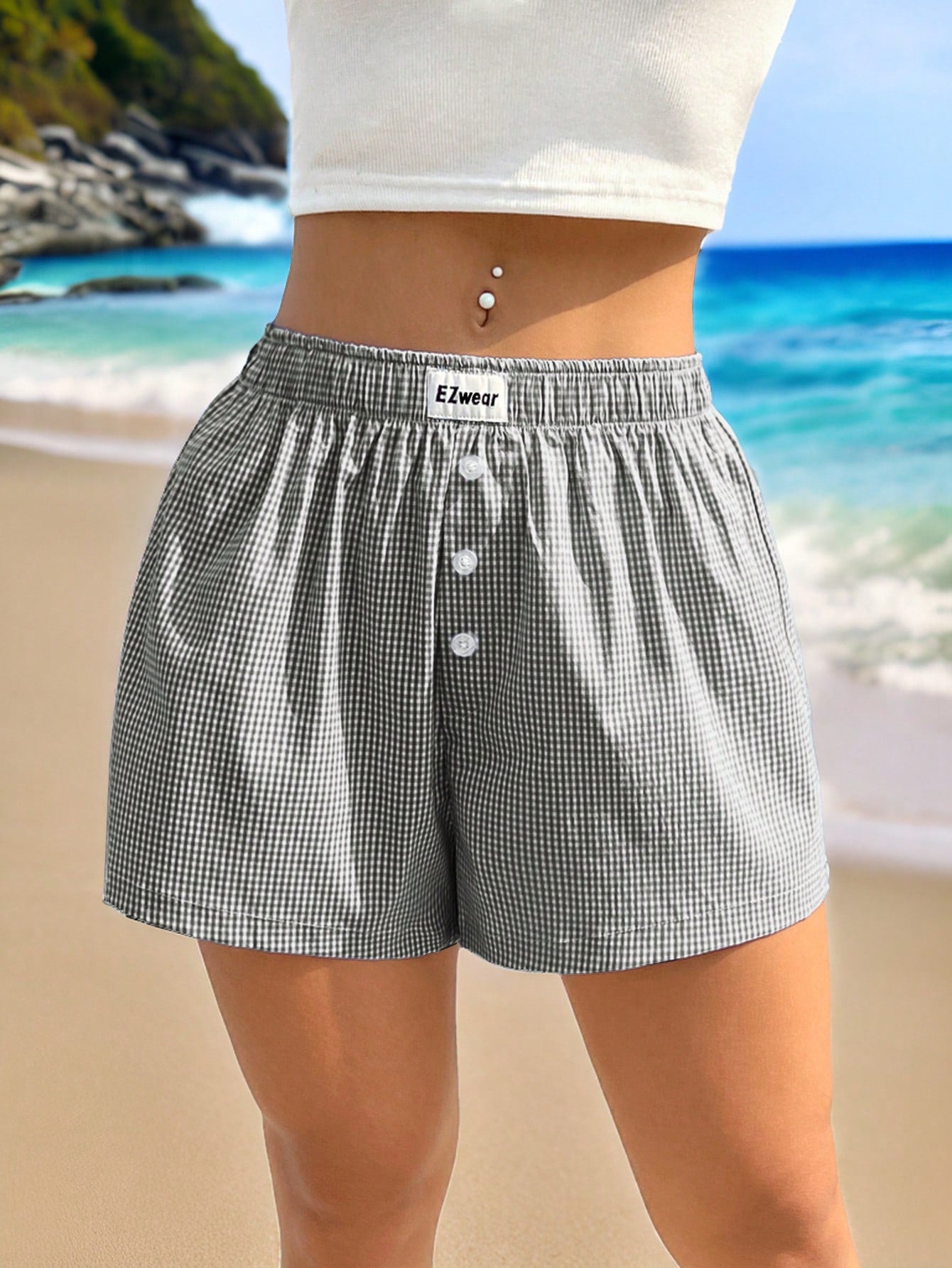 Fashionable Plaid & Printed Summer Casual Shorts, Boxer Shorts Women