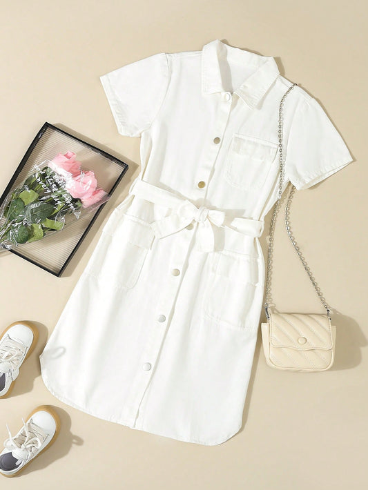 Girls' Casual Denim Dress