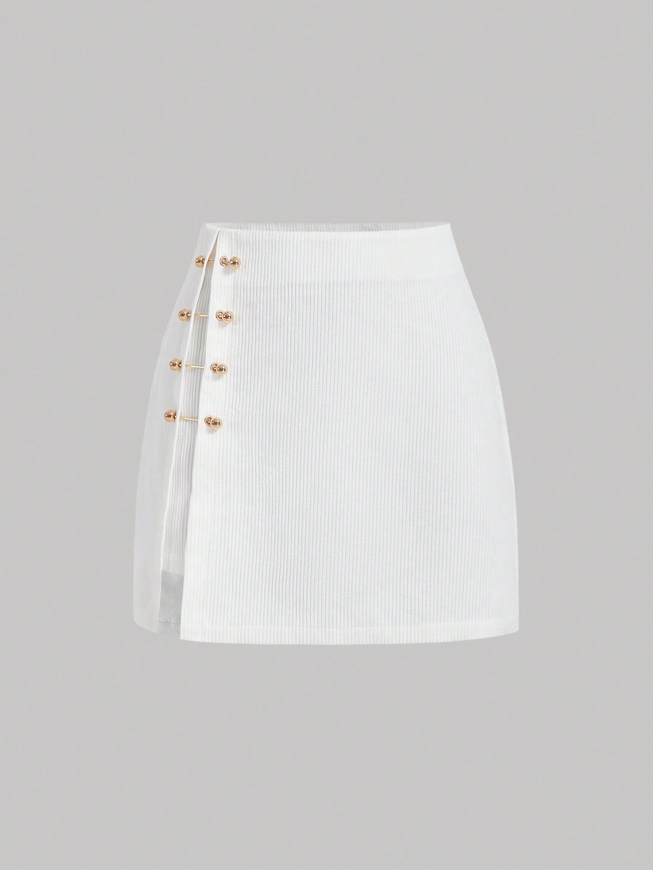 Solid Color Studded Decorated Fitted Skirt